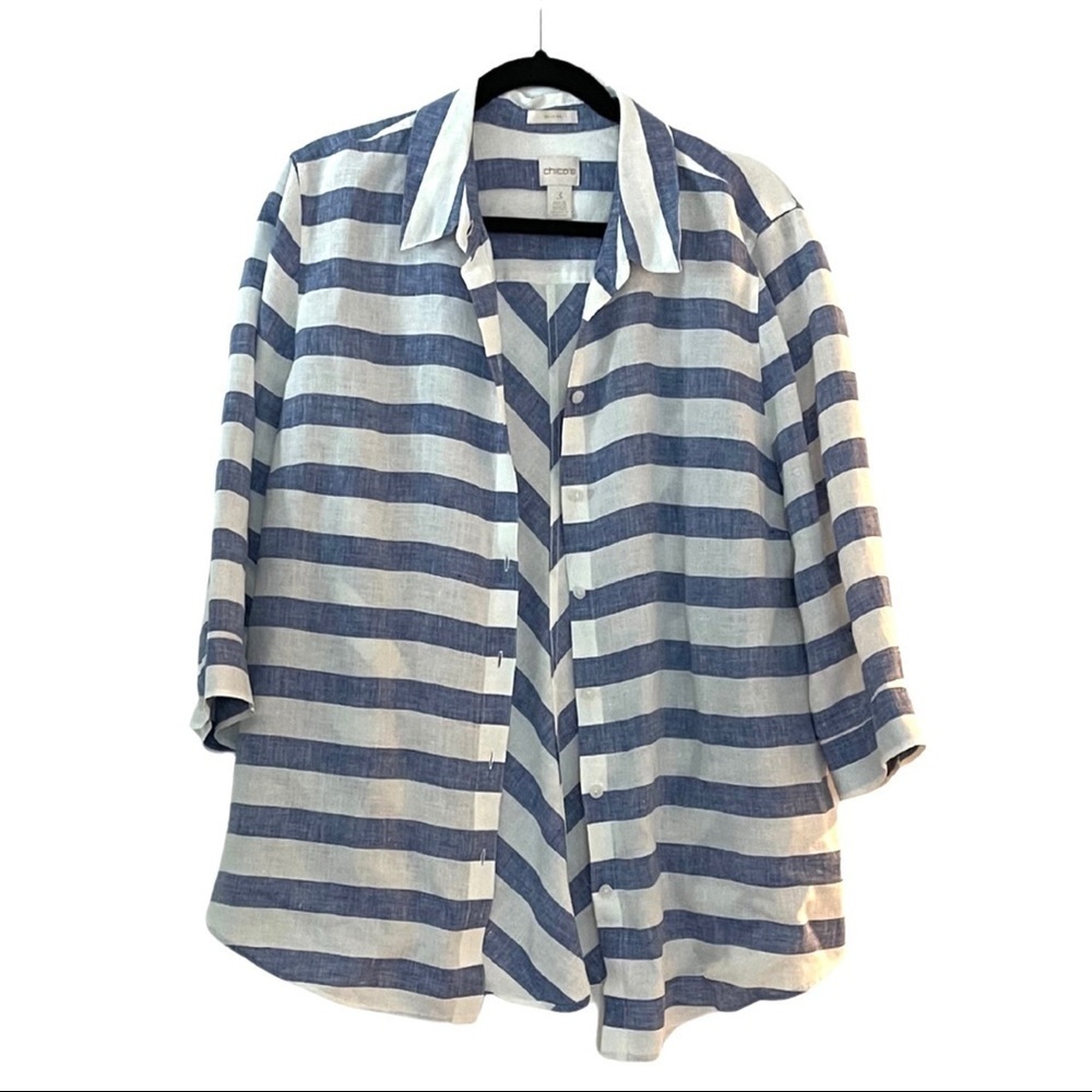 Striped Button Down With Chevron Back - image 1